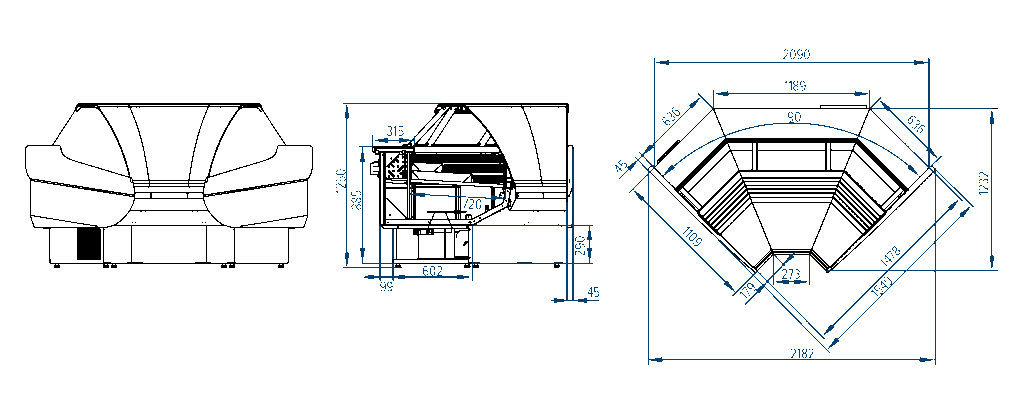 Refrigerated display case Belluno-UV closed angle