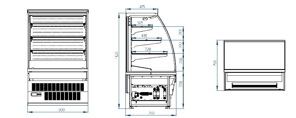 Confectionery refrigerated display case Cremona Open