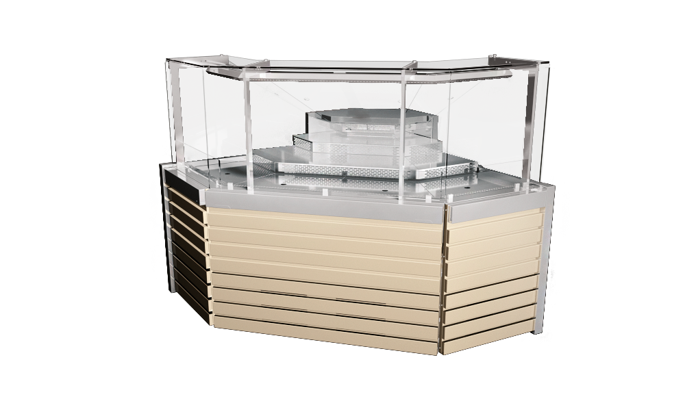 Refrigerated display case Savona Cube open angle Refrigerated display case Savona Cube open angle