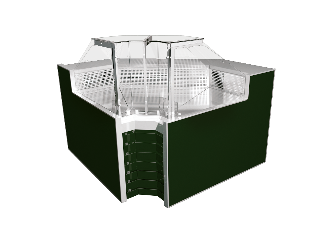 Refrigerated display case SAVONA CUBE closed angle Refrigerated display case SAVONA CUBE closed angle